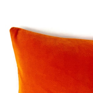 Lee Jofa Romeo Velvet in Saffron Lumbar Pillow Cover 13 x 20 Solid Bright Orange Velvet Rectangle Cushion Case image 2