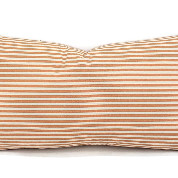 Jane Churchill Arley Stripe in Orange with Lumbar Pillow Cover - 10.5" x 20" Stripe Orange Creamsicle Accent Rectangle Cushion Case