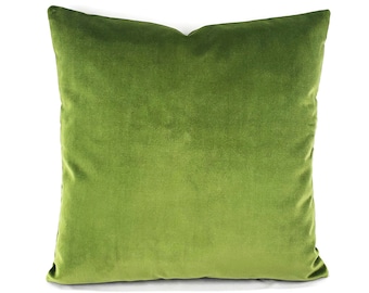 Light Moss Green Plush Velvet Pillow Cover - Alpine Green Velvet Cushion Case - Euro Sham