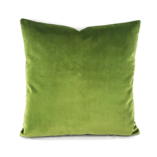 Light Moss Green Plush Velvet Pillow Cover - Alpine Green Velvet Cushion Case - Euro Sham