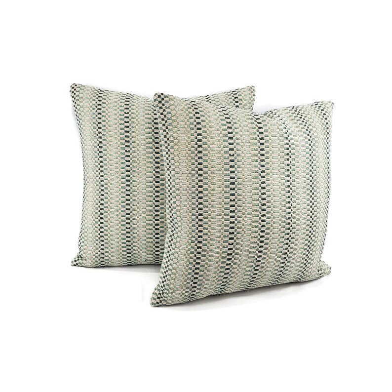 Manuel Canovas Daksha in Nattier Pillow Cover 20 x 20 Gray Chenille with Blue Lagoon Check Cushion Case