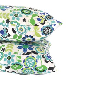 Blue and Green Floral Print Cotton Pillow Cover - Etsy