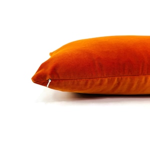 Lee Jofa Romeo Velvet in Saffron Lumbar Pillow Cover 13 x 20 Solid Bright Orange Velvet Rectangle Cushion Case image 3