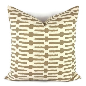 Annie Selke Links in Taupe and Cream Cotton Pillow Cover