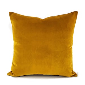 Solid Dark Gold Plushy Velvet Pillow Cover - 20&quot; x 20&quot; Mustard Velvet Cushion Cover