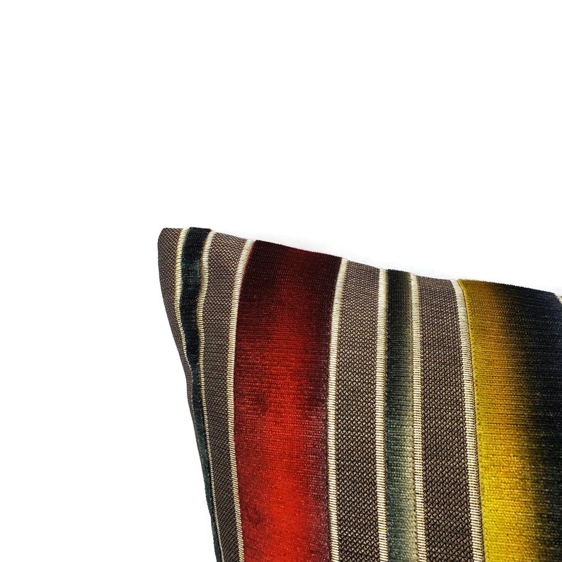 Fabric on BOTH SIDES Harris Siri Stripe in Sanguine Pillow Cover 20 x 20 Sunset Ombre Stripe Cut Velvet Cushion Case S
