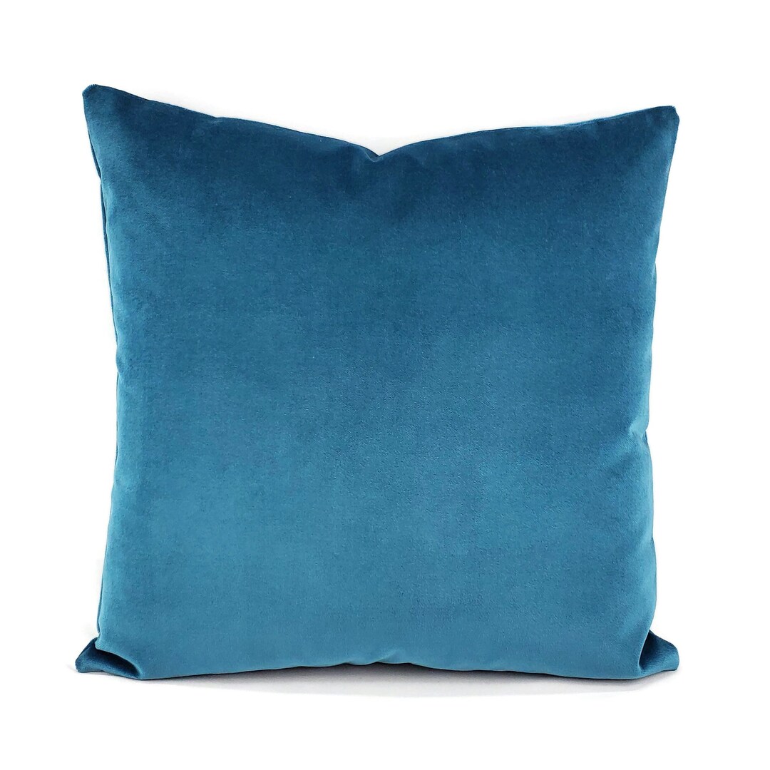 Bright Blue Velvet Pillow Cover 20 X 20 Solid Jewel Blue Accent Cushion