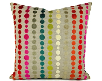 Kravet Design Rainbow Multi Color Velvet Dots Pillow Cover - 20" x 20" 30177-712 Kravet Velvet Cushion Case