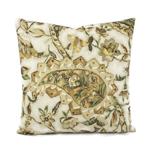 Eric Cohler for Lee Jofa Yasmin in Stone Pillow Cover - 20&quot; x 20&quot; Brown, Gray, and Tan Linen Floral Paisley Cushion Case