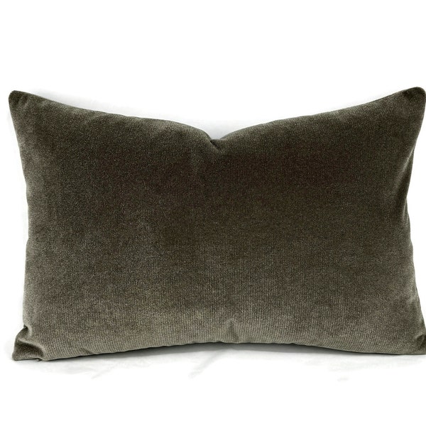 Cowtan and Tout Rostang in Souris Lumbar Pillow Cover - 13" x 20" Dark Gray Plush Velvet Cushion Case