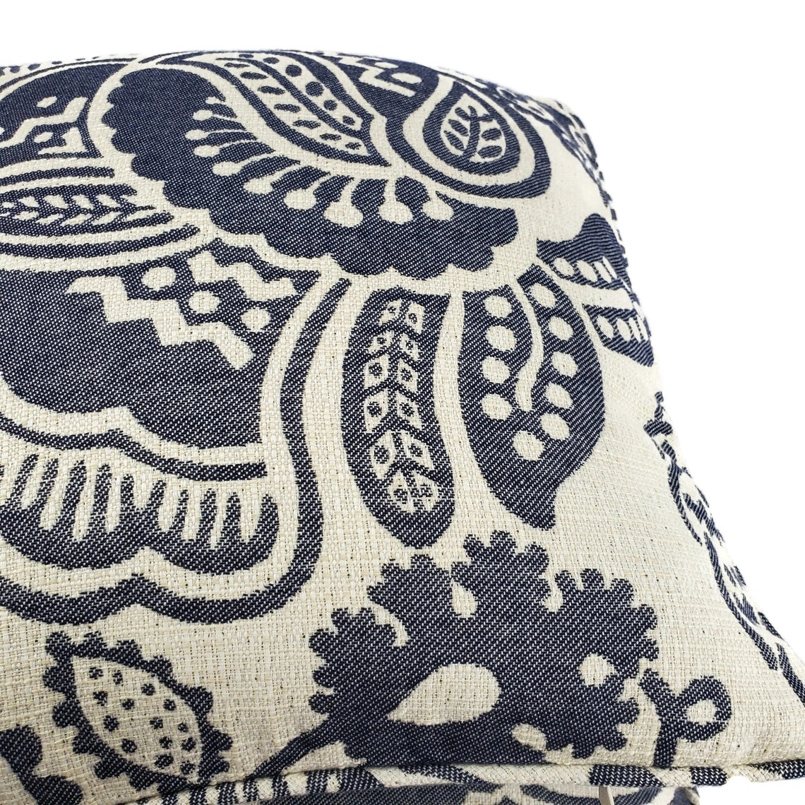 Set of 2 J.F. Fabrics Garden Floral in Navy and Light Gray Etsy