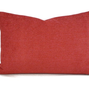 Red, Fuchsia, and Pink Basket Woven Chenille Pillow Cover - 13.5&quot; x 20&quot; Red with Pink Textured Chenille Cushion Case