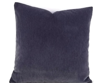 Pollack Soho Plush in Indigo Pillow Cover - 20" x 20" Plush Velvet in Dark Indigo Pillow Cover