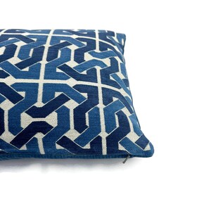 14 x 20 Groundworks Cliffoney in Blue and White Lumbar Pillow Cover Blue and White Fretwork Pattern Rectangle Cushion Case image 4