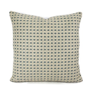 Brunschwig & Fils Monterey Woven Texture in Baltic Pillow Cover - Select your size - Blue and White Wicker Pattern Cushion Case