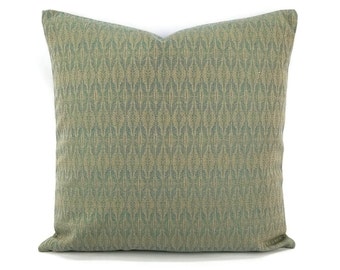 Perennials Groovin' in Oasis Pillow Cover - Blue and Gray Ikat Woven Print Outdoor Square  Cushion Case