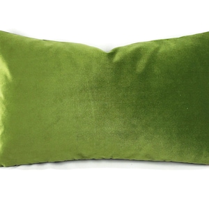 Light Moss Green Plush Velvet Lumbar Pillow Cover - Alpine Green Velvet Rectangle Cushion Case