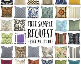 Free and Unlimited Fabric Samples of Our Pillow Covers + Receive 10% Off