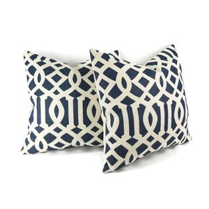 Schumacher Imperial Trellis II in Ivory and Navy Pillow Cover - Etsy