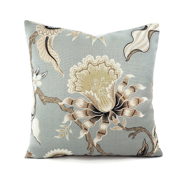 Schumacher Hothouse Flowers in Mineral Pillow Cover - 20" x 20" Celerie Kemble Cushion Cover