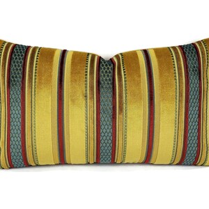 Lee Jofa Prince Regent Stripe in Citron Lumbar Pillow Cover Lime