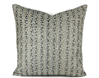 Hamilton Fabrics Bacchus in Pebble Pillow Cover - 20" x 20" Gray Dots Velvet Cushion Case