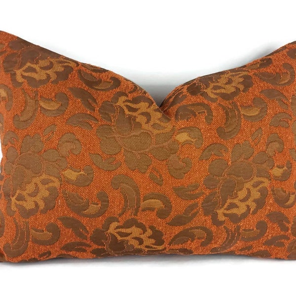 14" x 20" Rust/Brown Floral Vintage Lumbar Pillow Cover