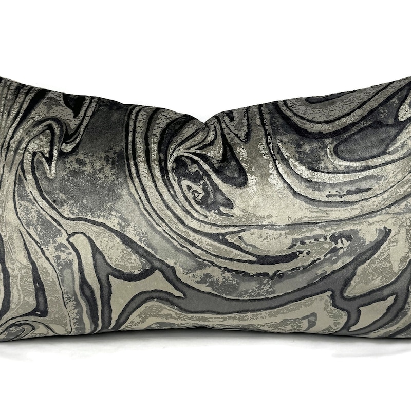 Silvered Rivulet Silver Solid Luxury Outdoor/Indoor Throw Pillow main image 1
