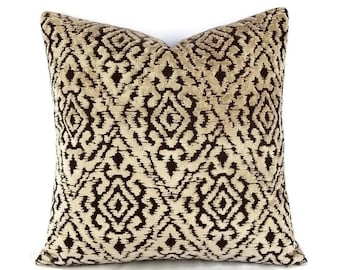 Zimmer + Rohde Stimulation in the color 995 - Brown and Tan Velvet Diamond Pattern Cut Velvet Pillow Cover