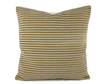 Manuel Canovas Vauville in Beige Pillow Cover - 20" x 20" Tan Two Tone Stripe Velvet Cushion Case