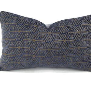 12&quot; x 20&quot; F. Schumacher Cosmati Chenille in Ultramarine Lumbar Pillow Cover