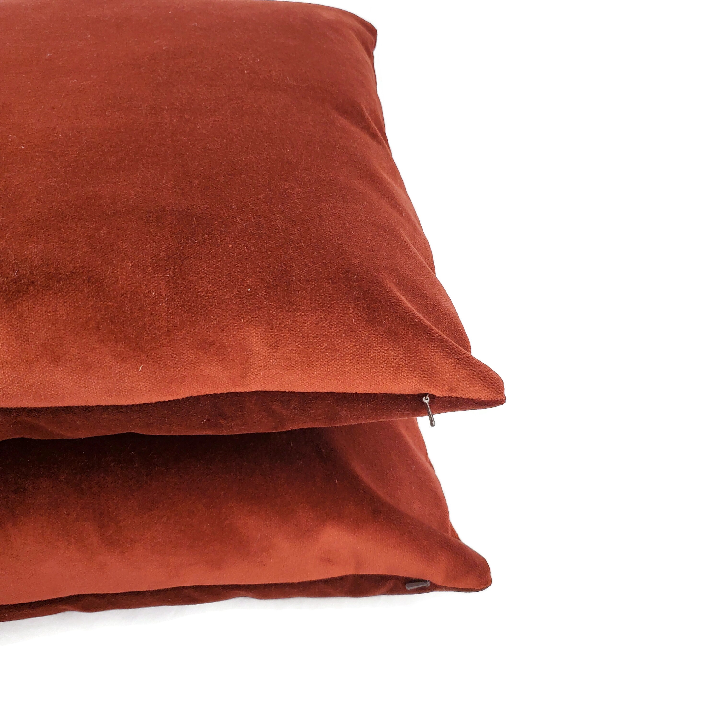 Dark Rust Red Velvet Pillow Cover - 20