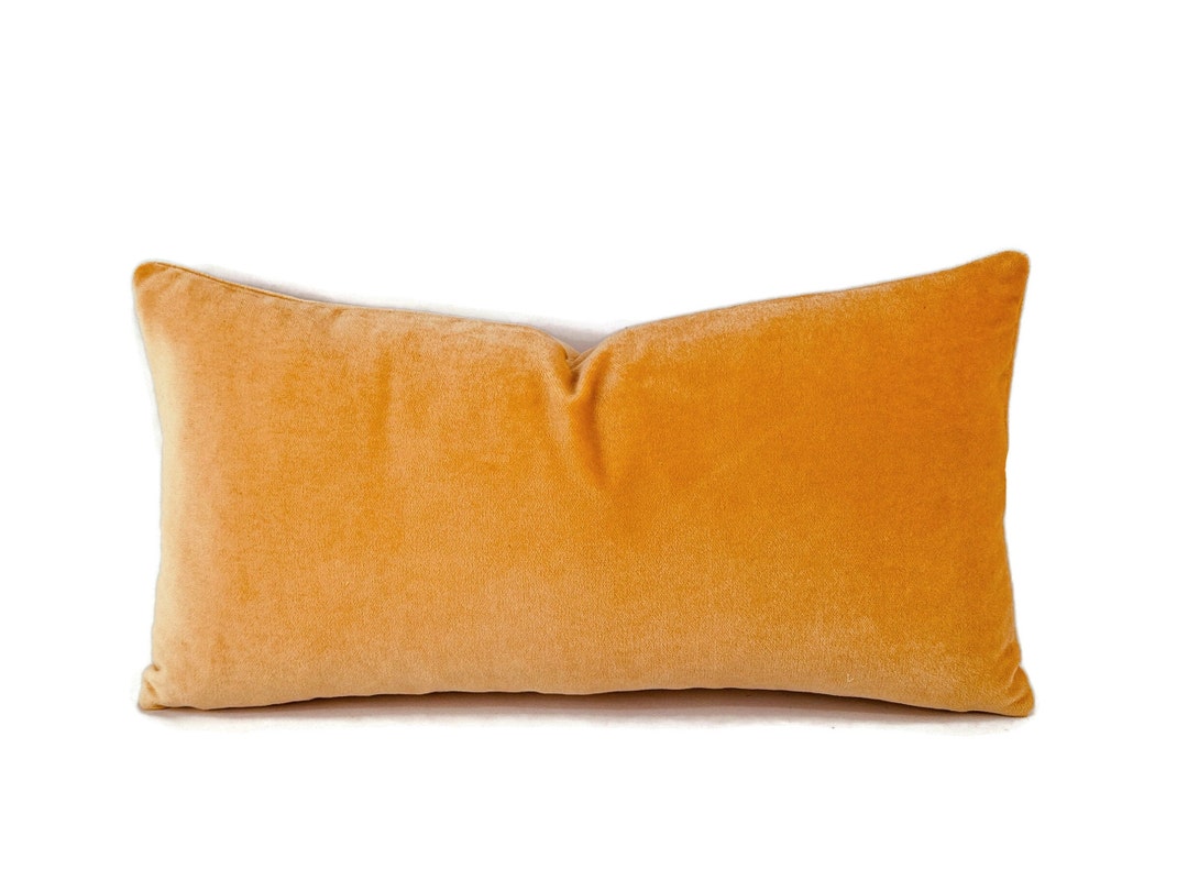 Apricot Orange Velvet Lumbar Pillow Cover 10 X 20 Pastel Orange Mango