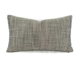 11.5" x 20" Pollack West Coast in Pacific Lumbar Pillow Cover - Cream and Dark Blue Basket Woven Rectangle Accent Cushion Cover