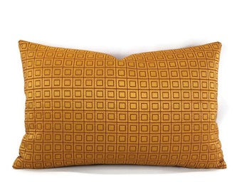 Rust and Gold Square Pattern Lumbar Pillow Cover - 13.5" x 22"