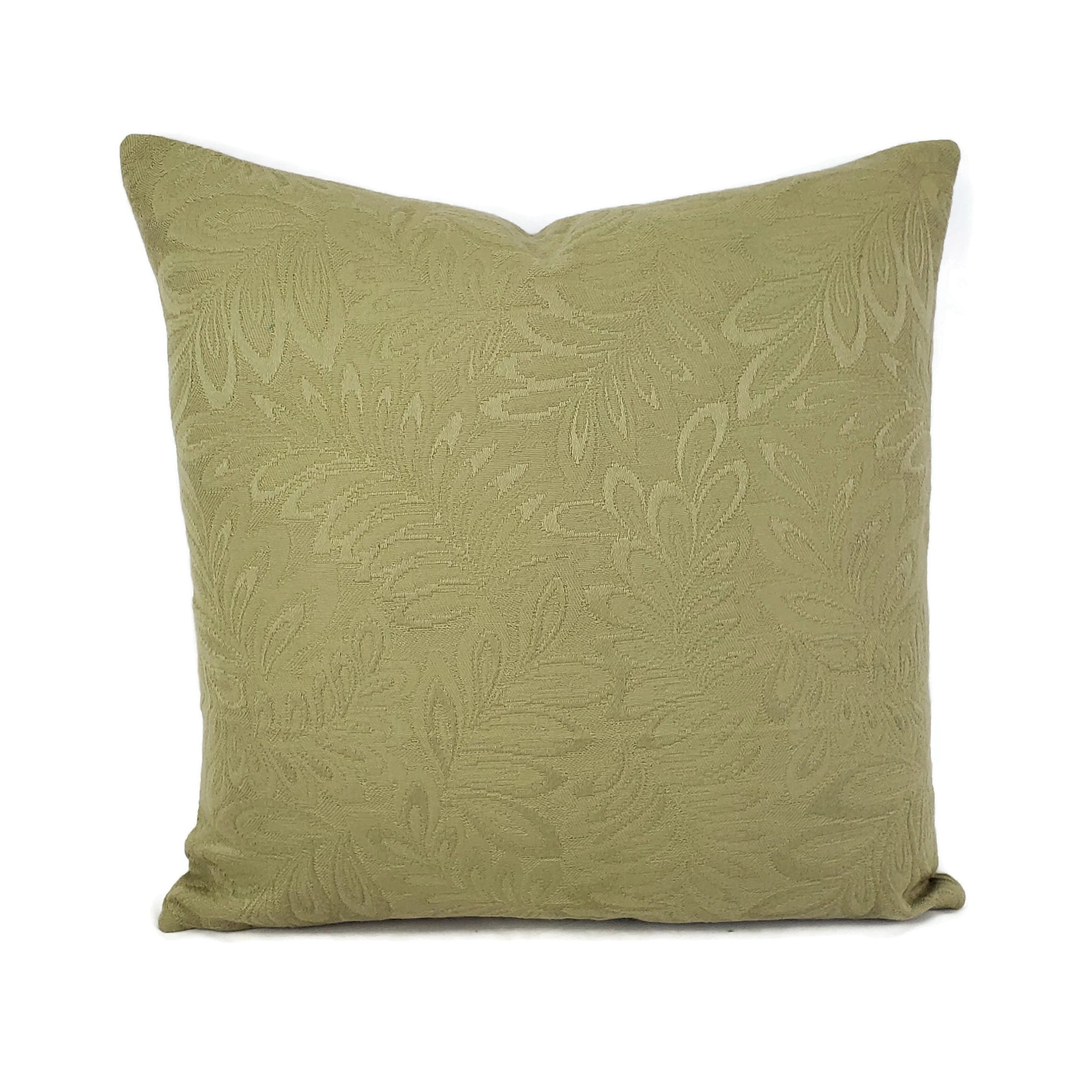 JF Fabrics Miami in Sage Pillow Cover - 20" x 20" Sunbrella Light Moss Green Leaf Pattern Outdoor Cushion Case