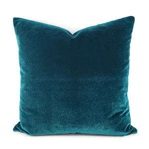 Cowtan and Tout ROSTANG in Lagoon Pillow Cover - 20&quot; x 20&quot; Bright Teal Plush Velvet Cushion Case