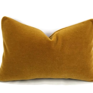 S. Harris Ankara Mohair Velvet in the color Amber Lumbar Pillow Cover -Golden Brown Mohair Velvet Rectangle Pillow Cover