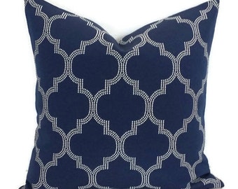 Navy Blue Moroccan Trellis Pillow Cover