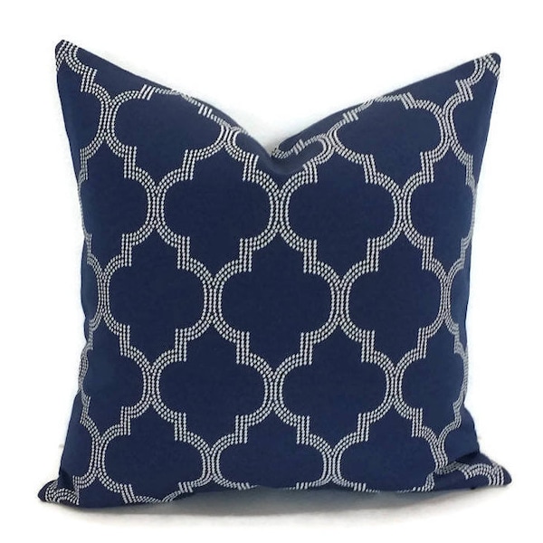 Navy Blue Moroccan Trellis Pillow Cover