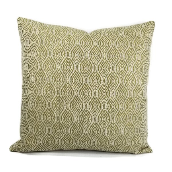 Mulberry Home Haslam in the color Leaf Pillow Cover - 20" x 20" Woven Green and Cream Ogee Pattern Accent Cushion Case