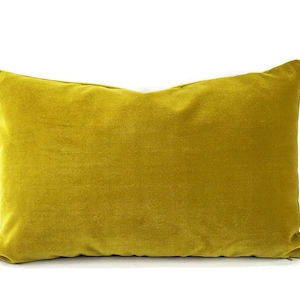 Citron Plush Velvet Lumbar Pillow Cover - Citrine Velvet Rectangle Cushion Case