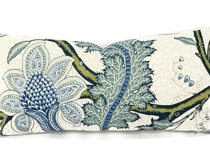 Martyn Lawrence Bullard Sinhala Linen Print in Sky Lumbar Pillow Cover