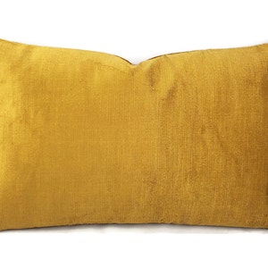 Schumacher Antique Linen Velvet in Gold Lumbar Pillow Cover - 12&quot; x 20&quot; Solid Gold Textured Stripe Velvet Cushion Cover