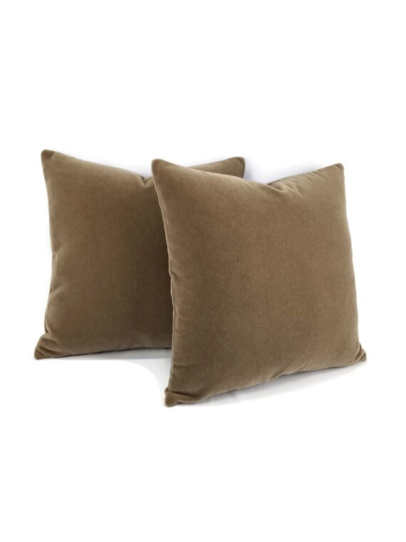Harris Melrose Mohair Velvet in Linen Lumbar Pillow Cover 12 x 20 S Rectangle Brown Accent Cushion Case