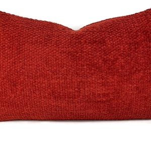 Red Chenille Lumbar Pillow Cover: Glant Couture Cotton Cushion Case