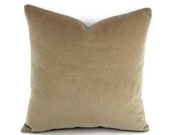 Brunschwig & Fils Autun Mohair Velvet in the color Cobblestone Square Pillow Cover