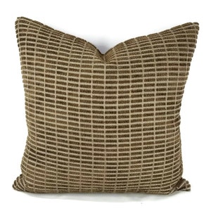 Chella Textiles Click Track in the color Ash and Bark Pillow Cover