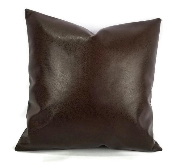 Chocolate Brown Faux Leather Vinyl Faux Leather Oblong Throw Pillow Brown