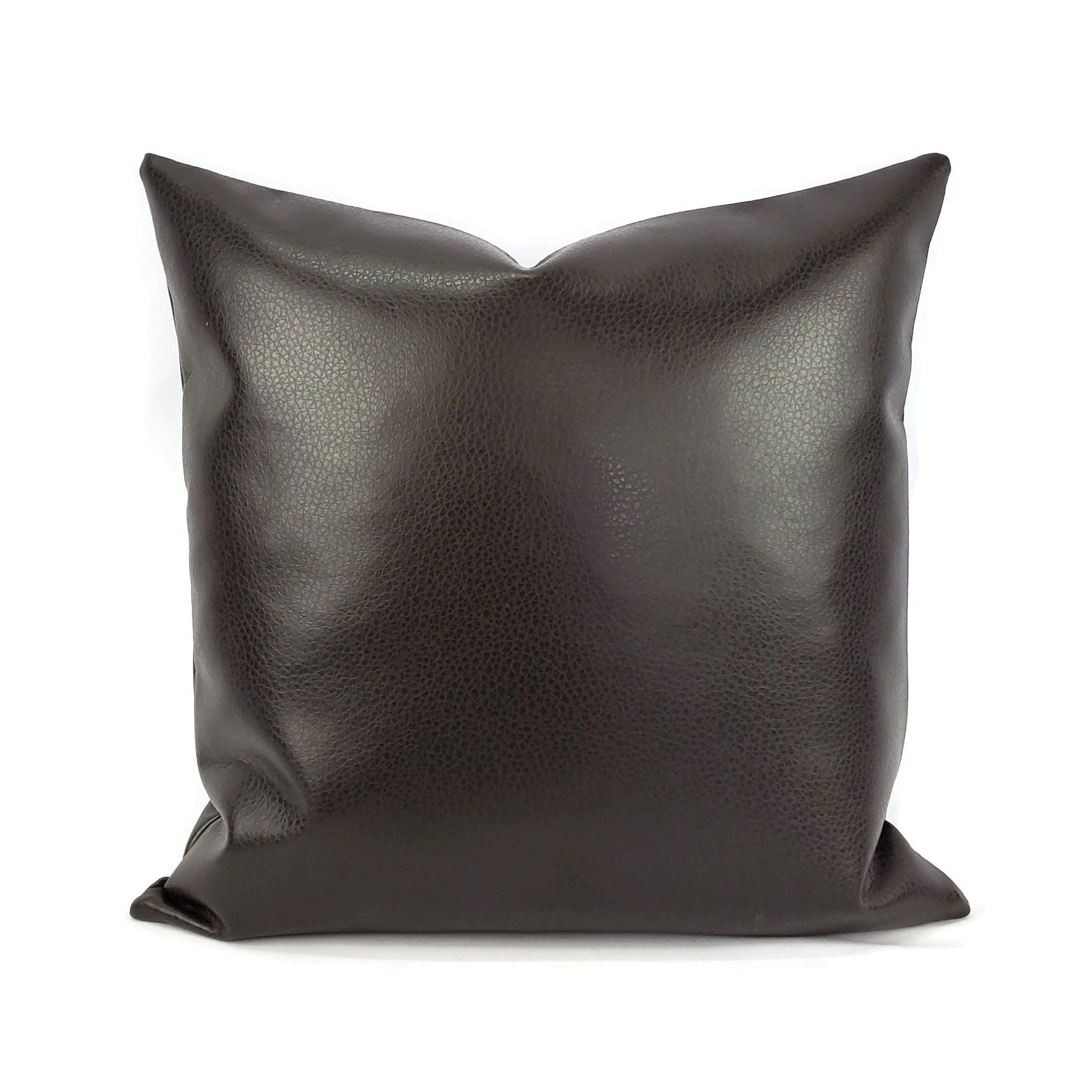 Dark Brown Faux Leather Vinyl Pillow Cover 20 X Etsy